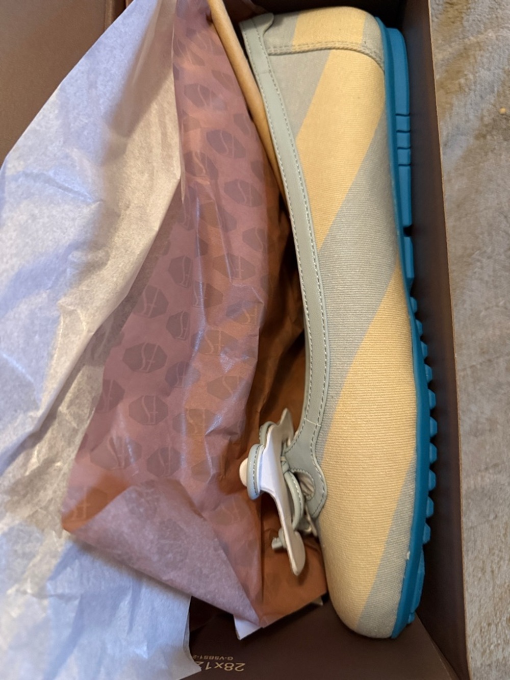 Franco Sarto Blue and Cream Striped Casual Ballet Flat